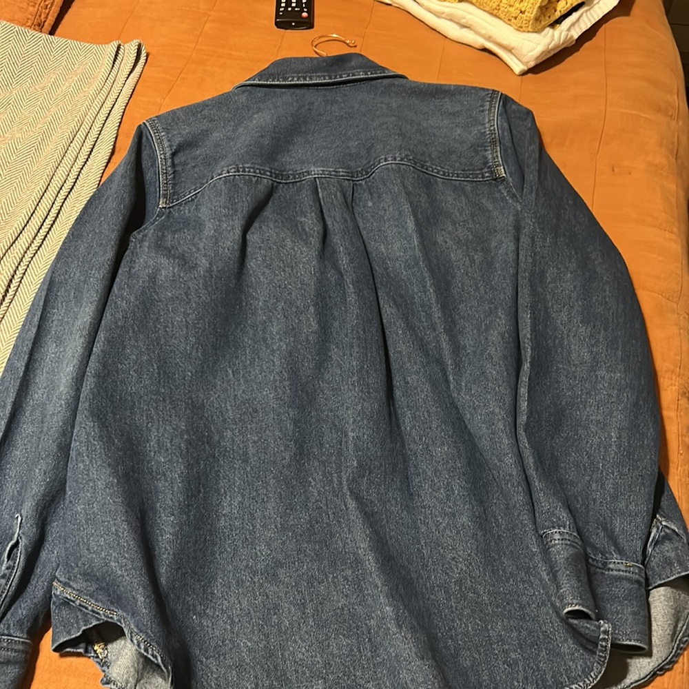 Calvin Klein Jeans dark blue denim top with black label - Picture 6 of 6